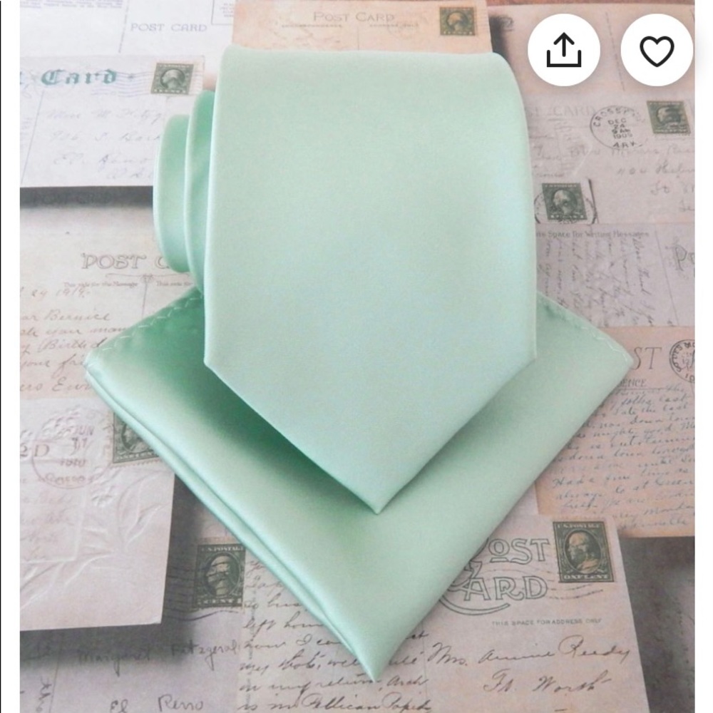 Mint tie and pocket square